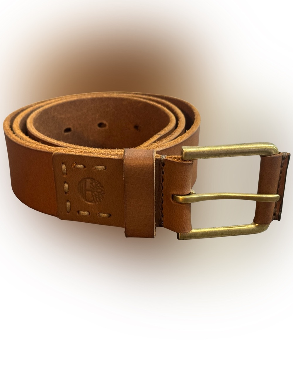 Timberland Brown Leather Men’s Belt with Brass Buckle